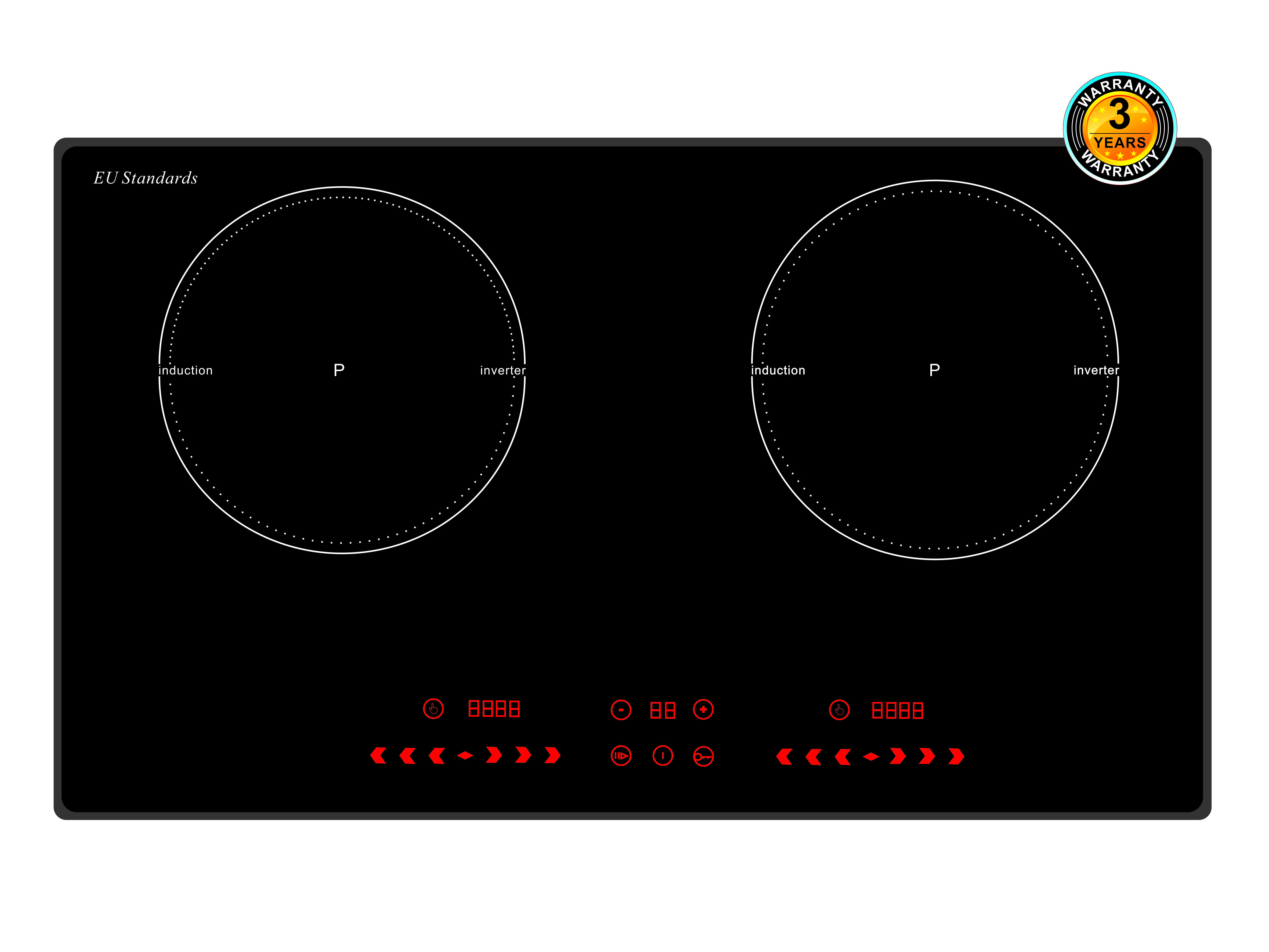 Back light LED display cooktops of sliding control