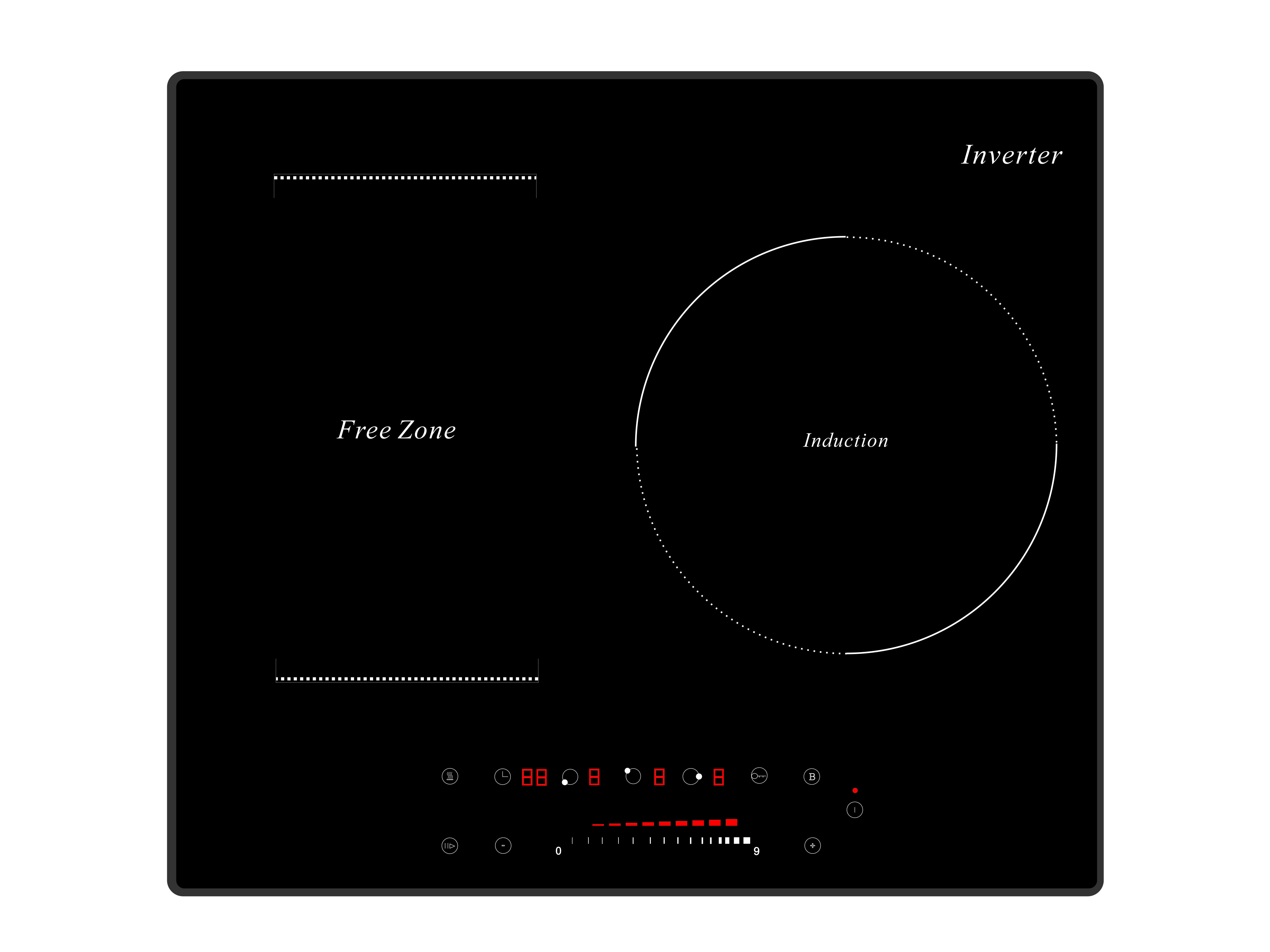 Free zone 3 burner induction cooker